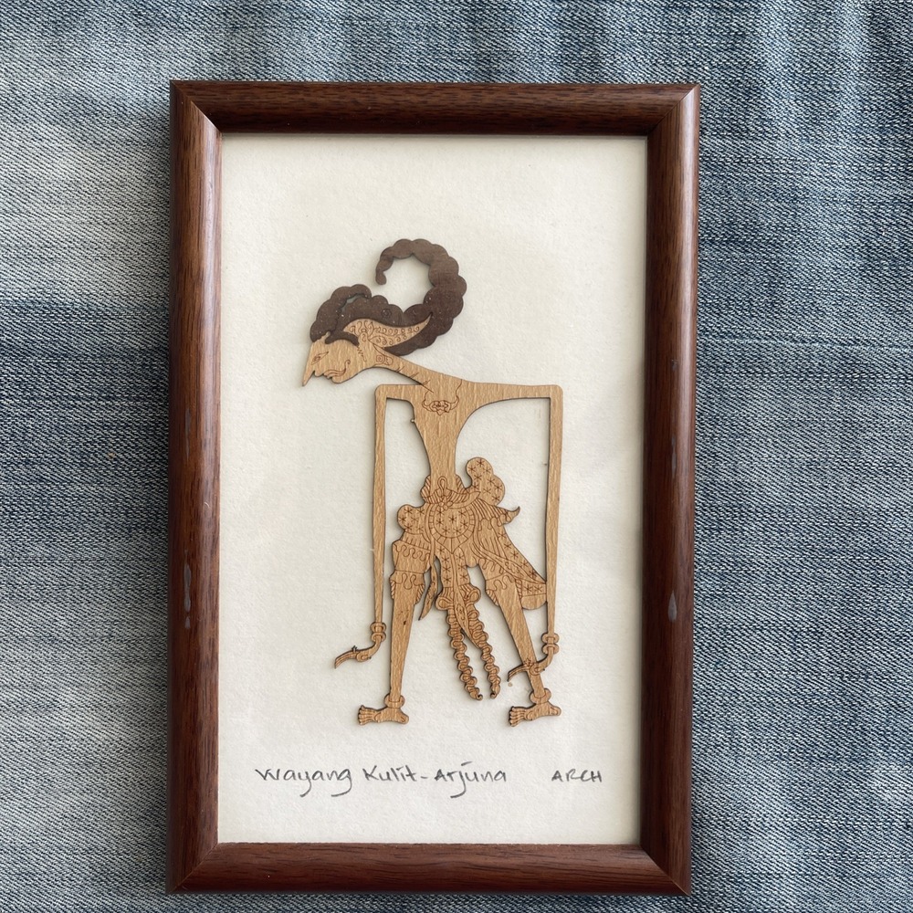Wayang Kulit Arjuna Arch Collection Framed Laser Cut Wood Puppet Shadow Art